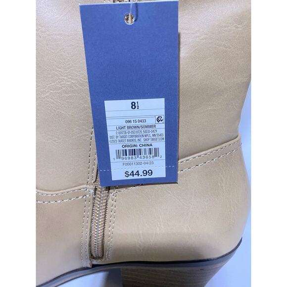 Universal Thread Western Boots Women's Size 8.5 Sommer Tan Light Brown Size Zip - Picture 4 of 7